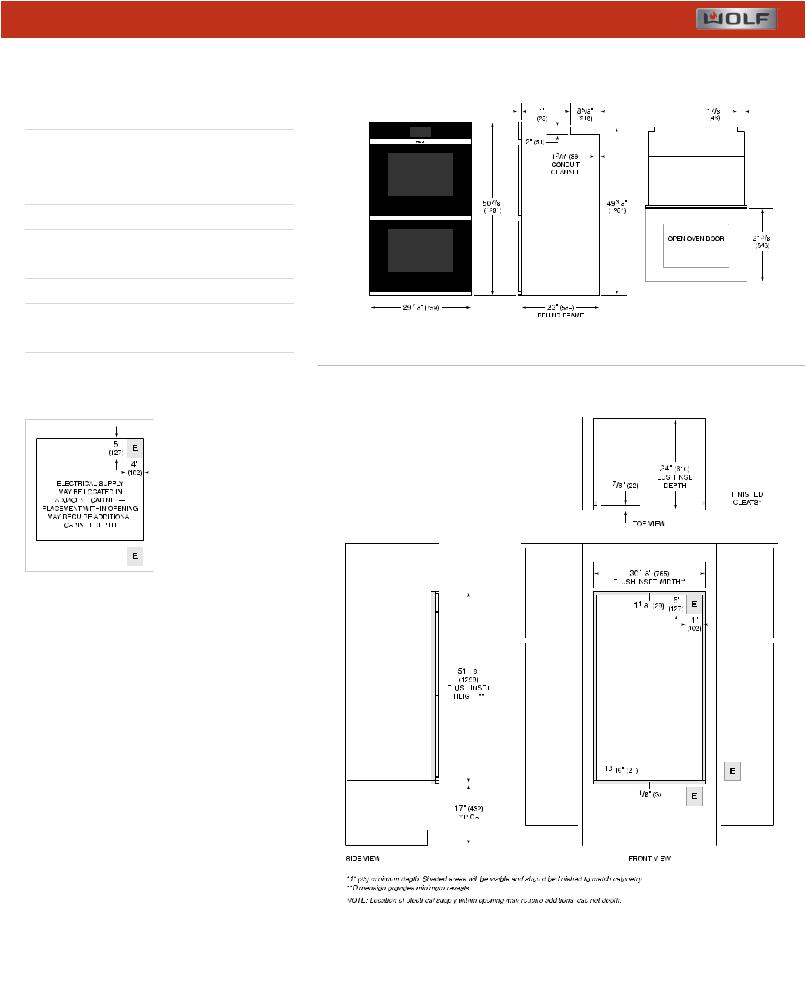 Wolf DO30CMB Specification Sheet