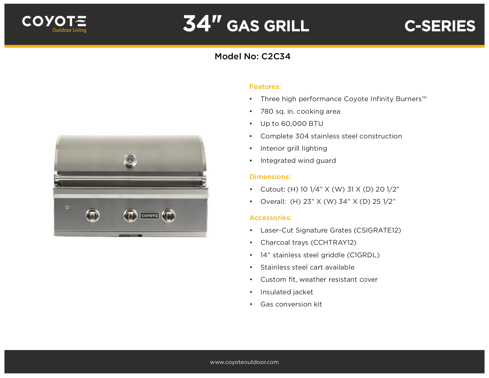 Coyote C2C34LP, C2C34NG Specifications