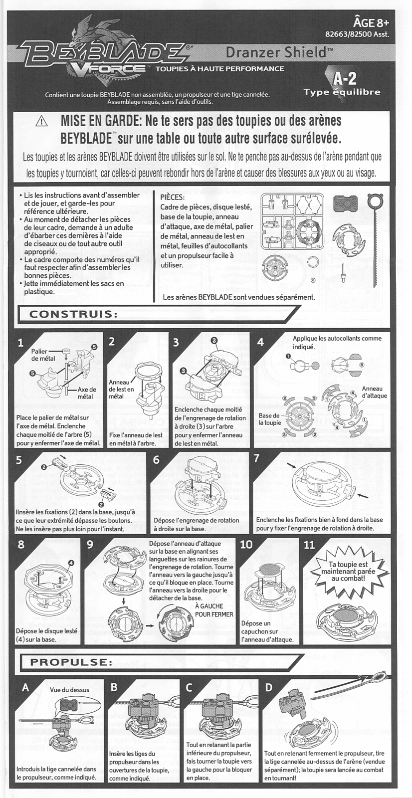 HASBRO BEYBLADE V FORCE DRANZER SHIELD User Manual