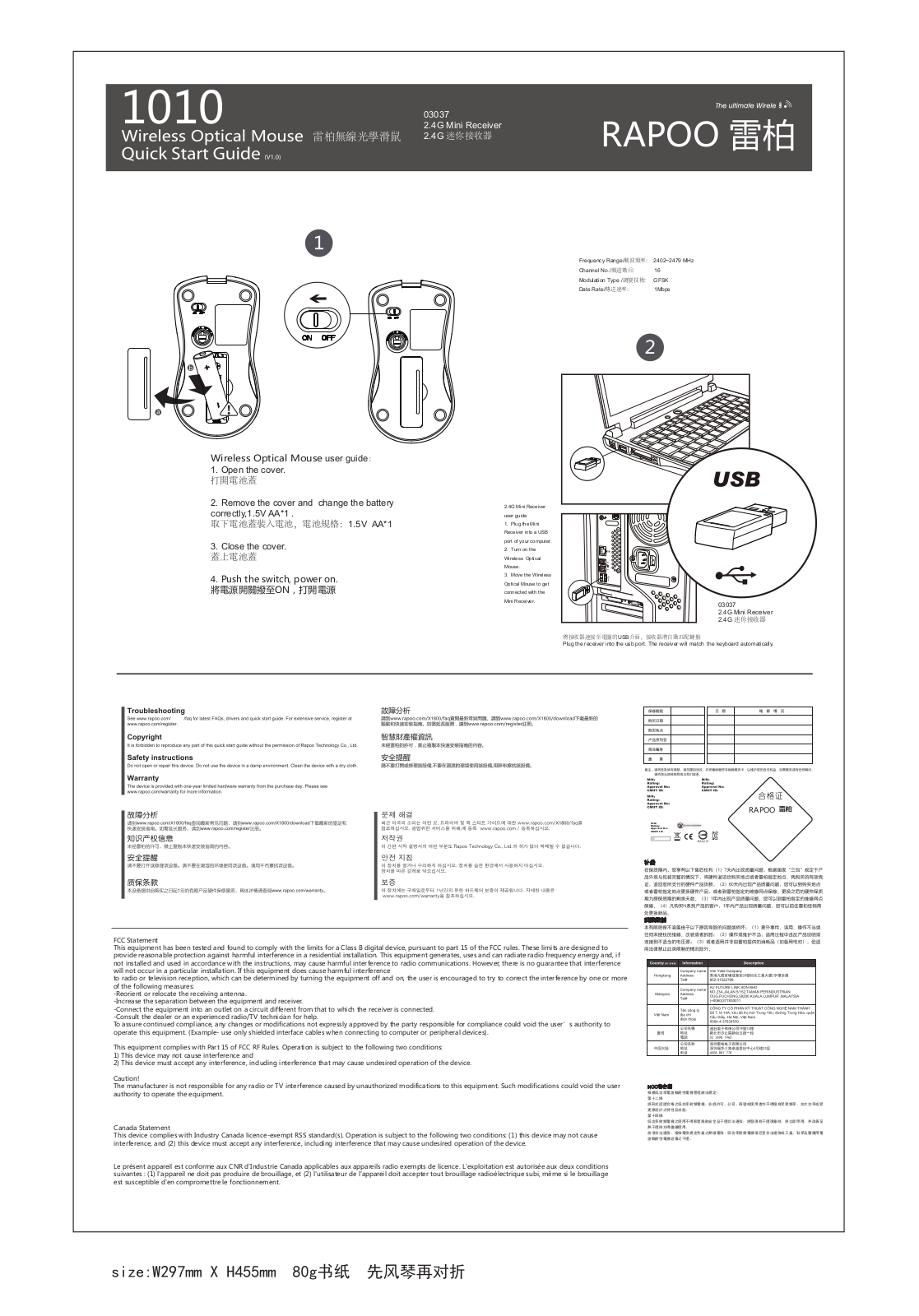 Rapoo Technology 1010 User Manual