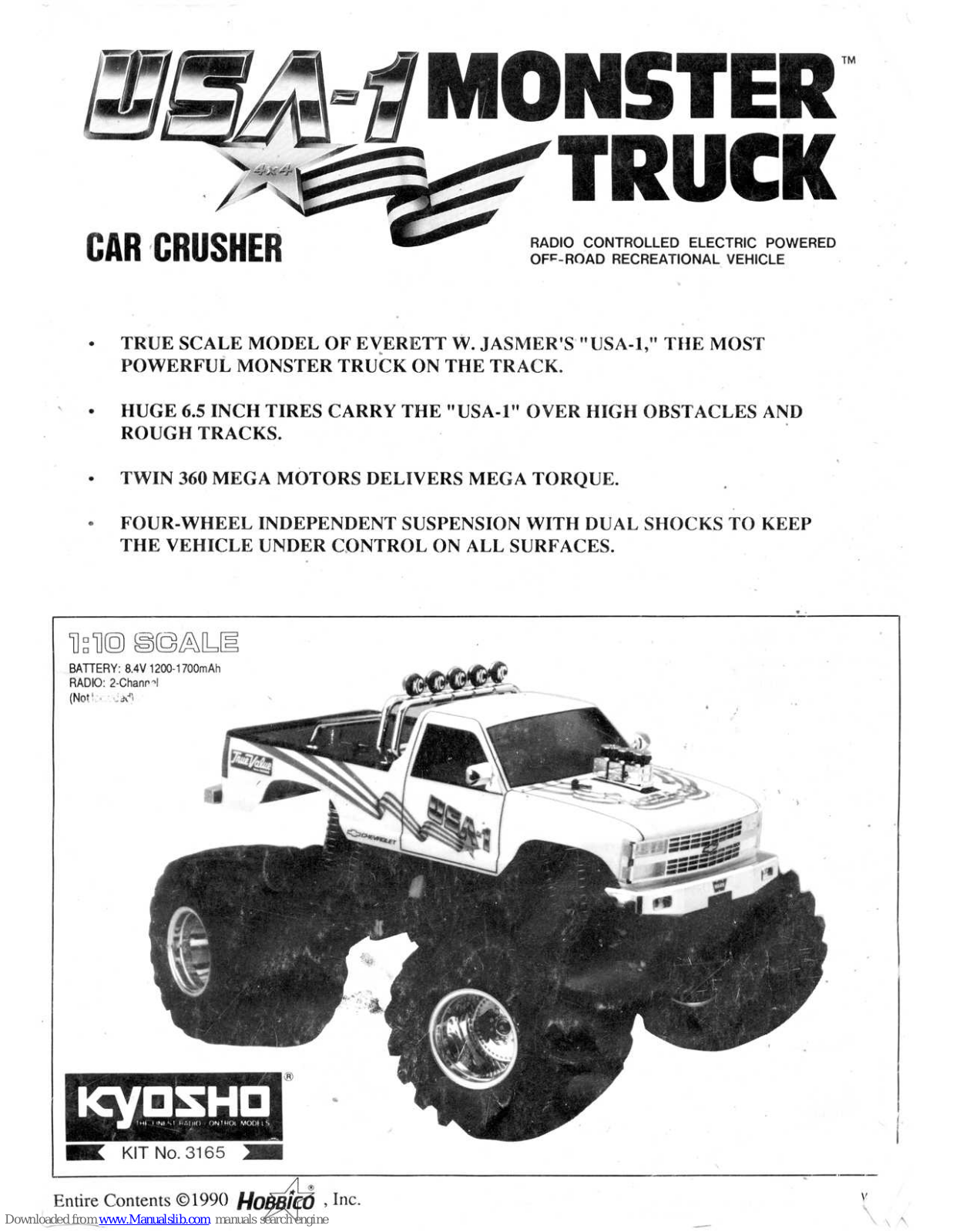 Kyosho USA-1 Monster Truck 3165 User Manual