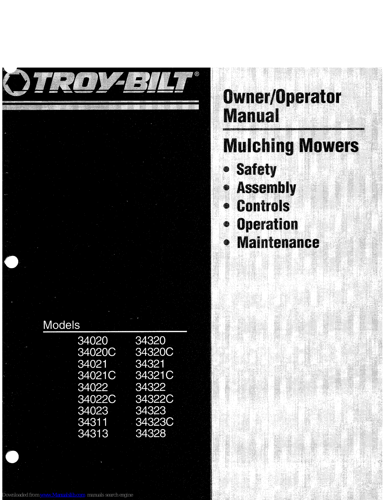 Troy-Bilt 34020C, 34022C, 34322C, 34328, 34320 Owner's/operator's Manual - ManualMachine.com