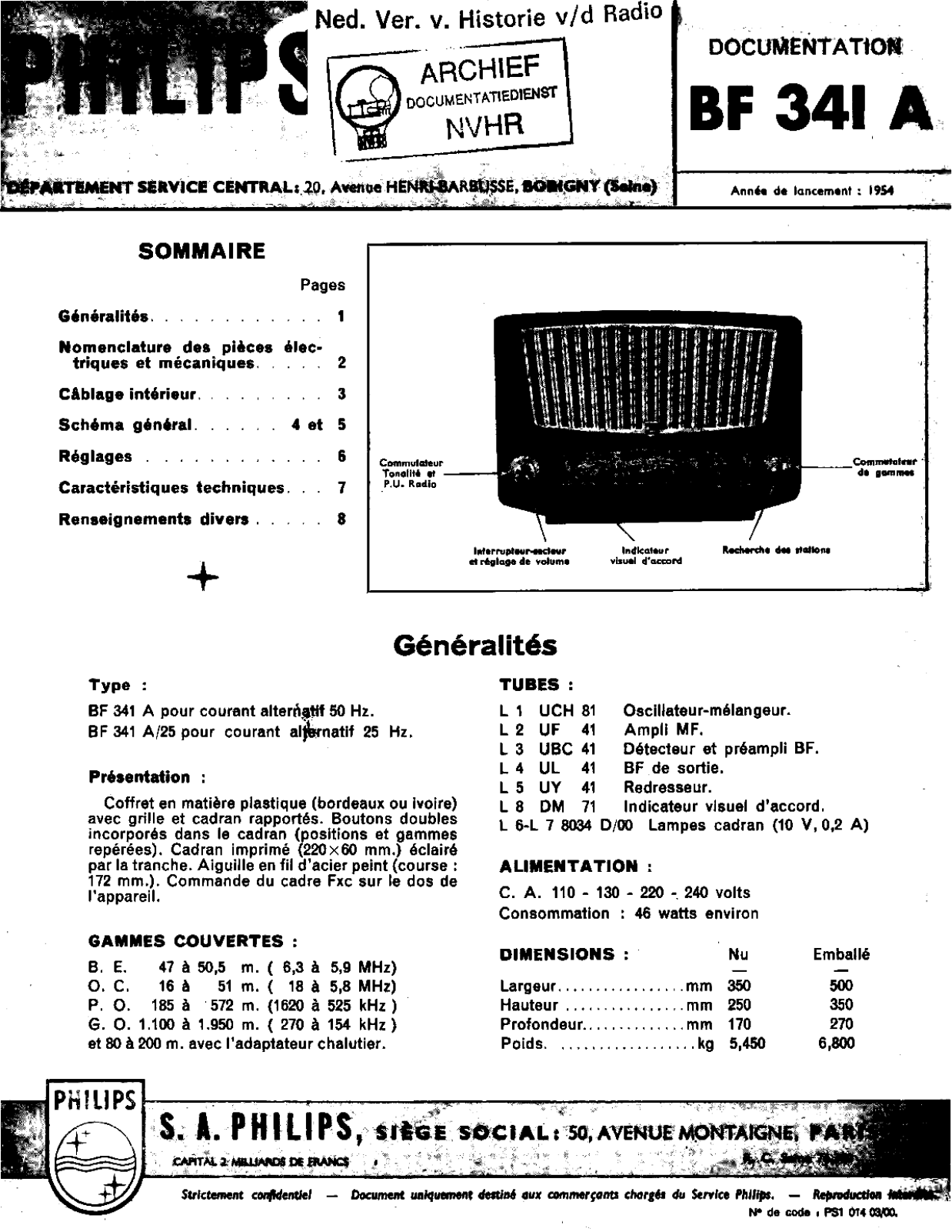 Philips BF-341-A Service Manual