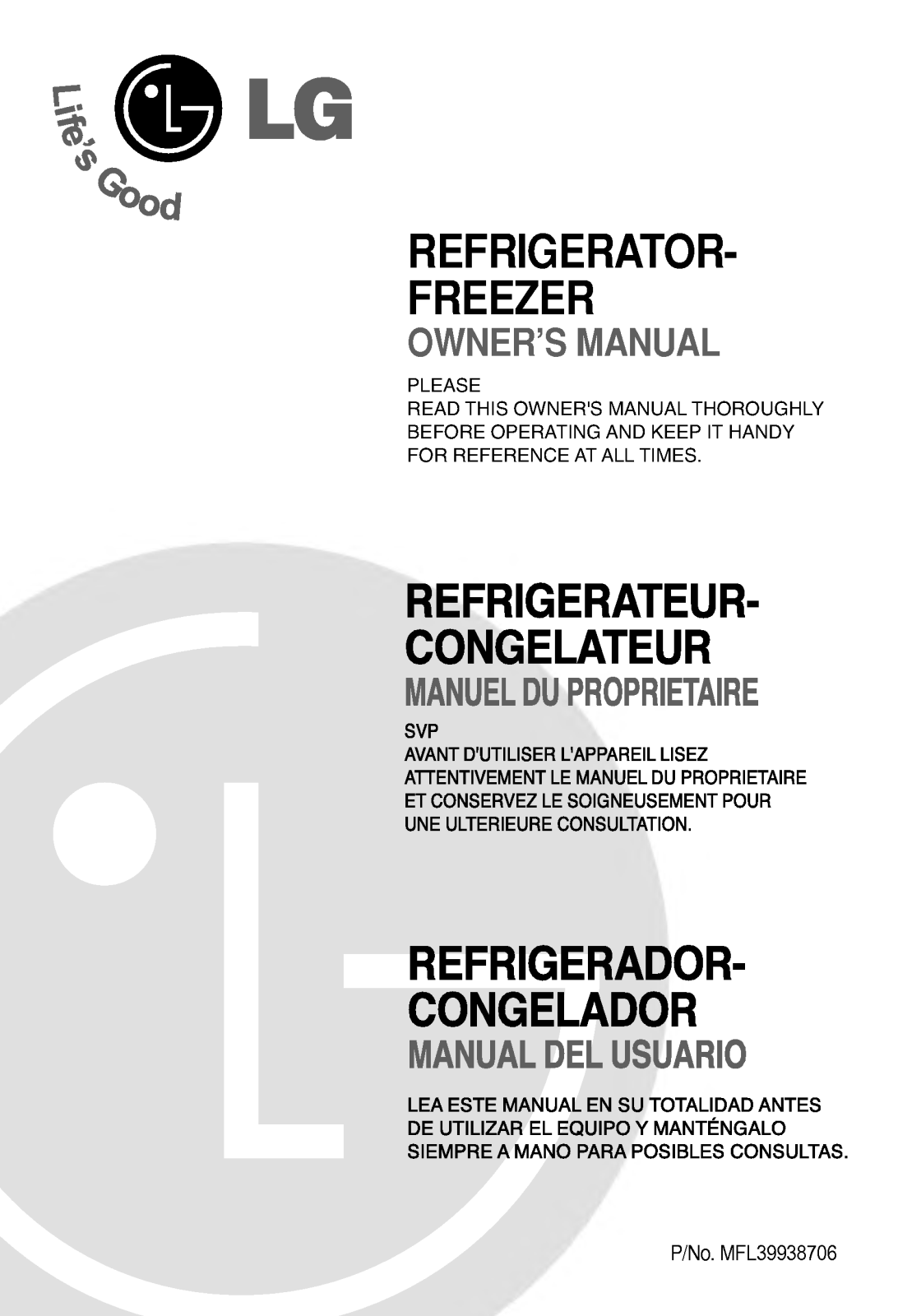 LG GR-M602YLY User Manual