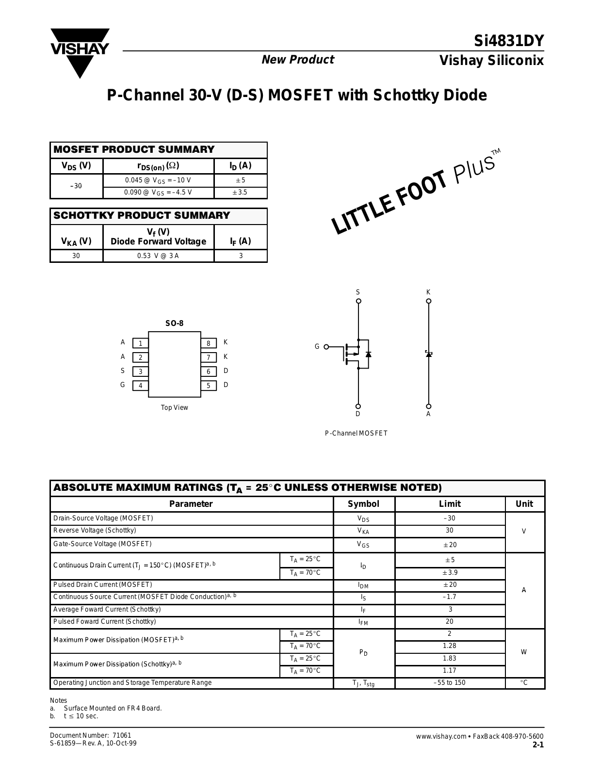 Datasheet si4831dy Datasheet - ManualMachine.com
