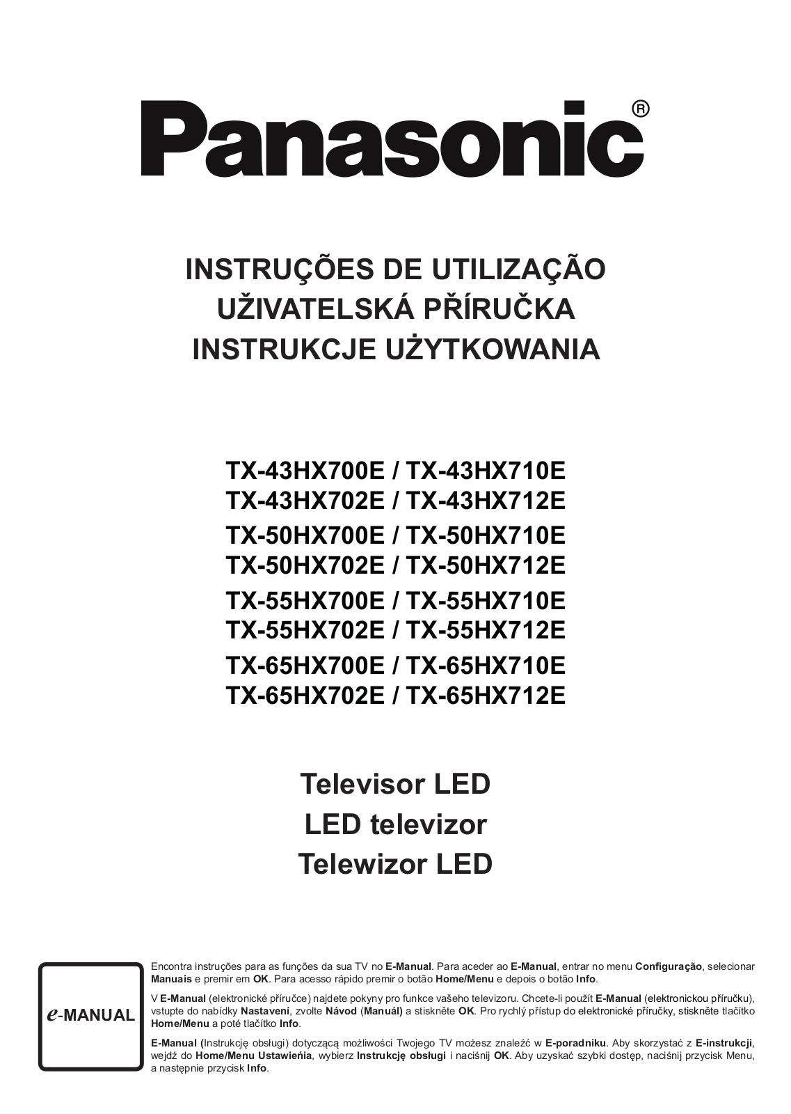 Panasonic TX-43HX710E, TX-50HX710E, TX-55HX710E, TX-65HX710E User Manual