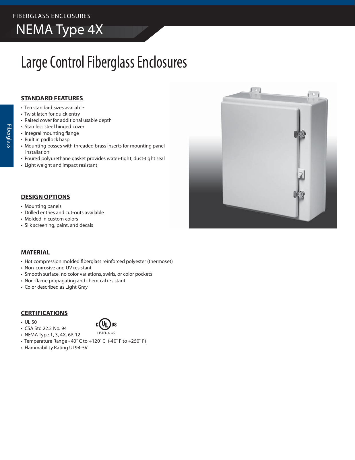 Adalet Large Control Fiberglass Enclosures Catalog Page