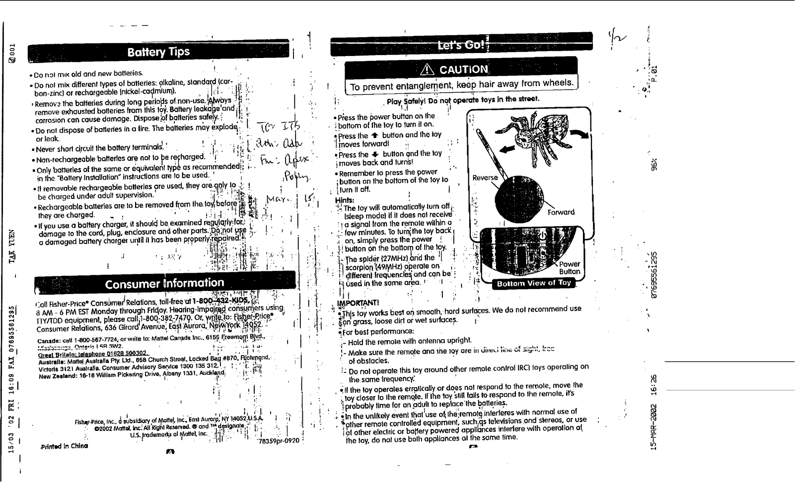 Fisher Price 78359T Users Manual