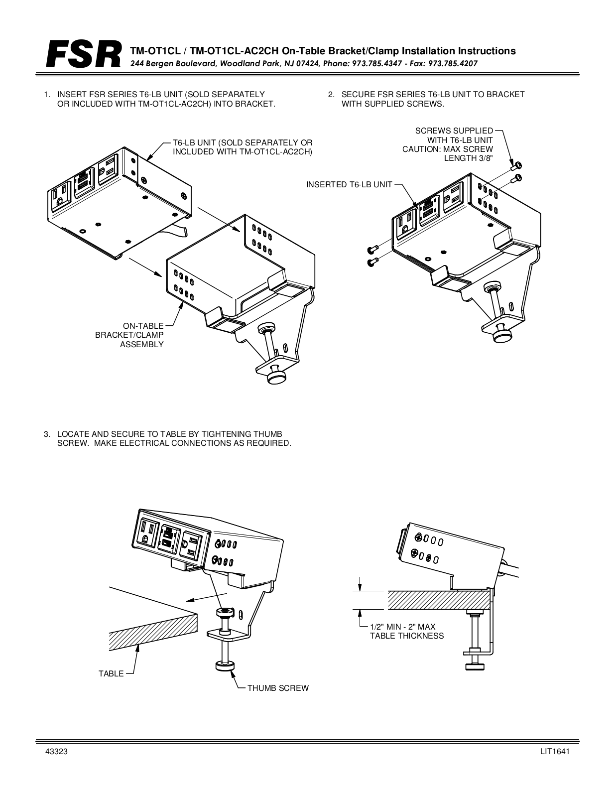 FSR TM-OT1CL, TM-OT1CL-AC2CH Users Guide - ManualMachine.com