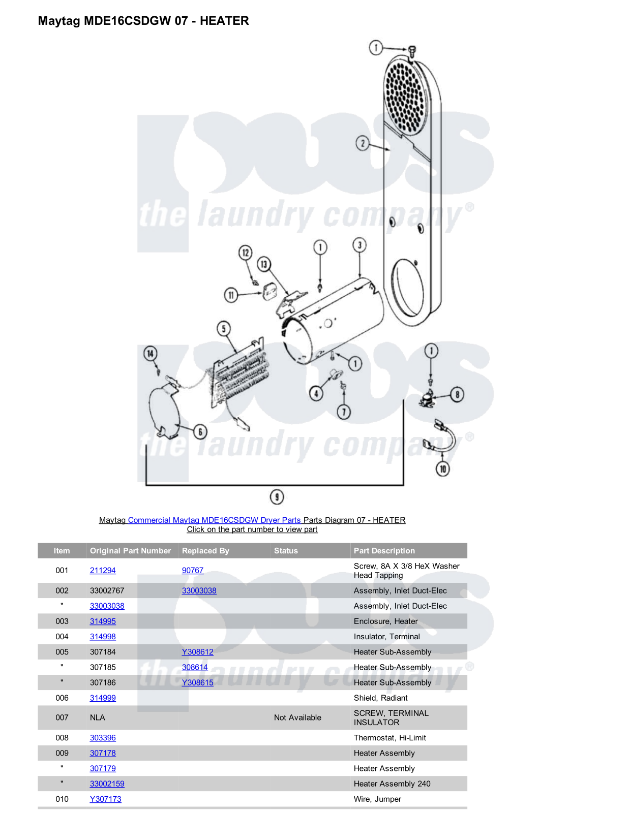 Maytag MDE16CSDGW Parts Diagram