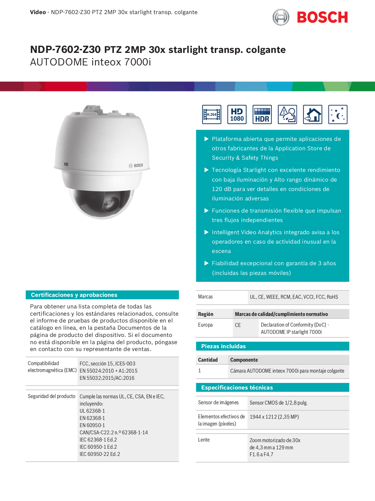 Bosch NDP-7602-Z30 Datasheet