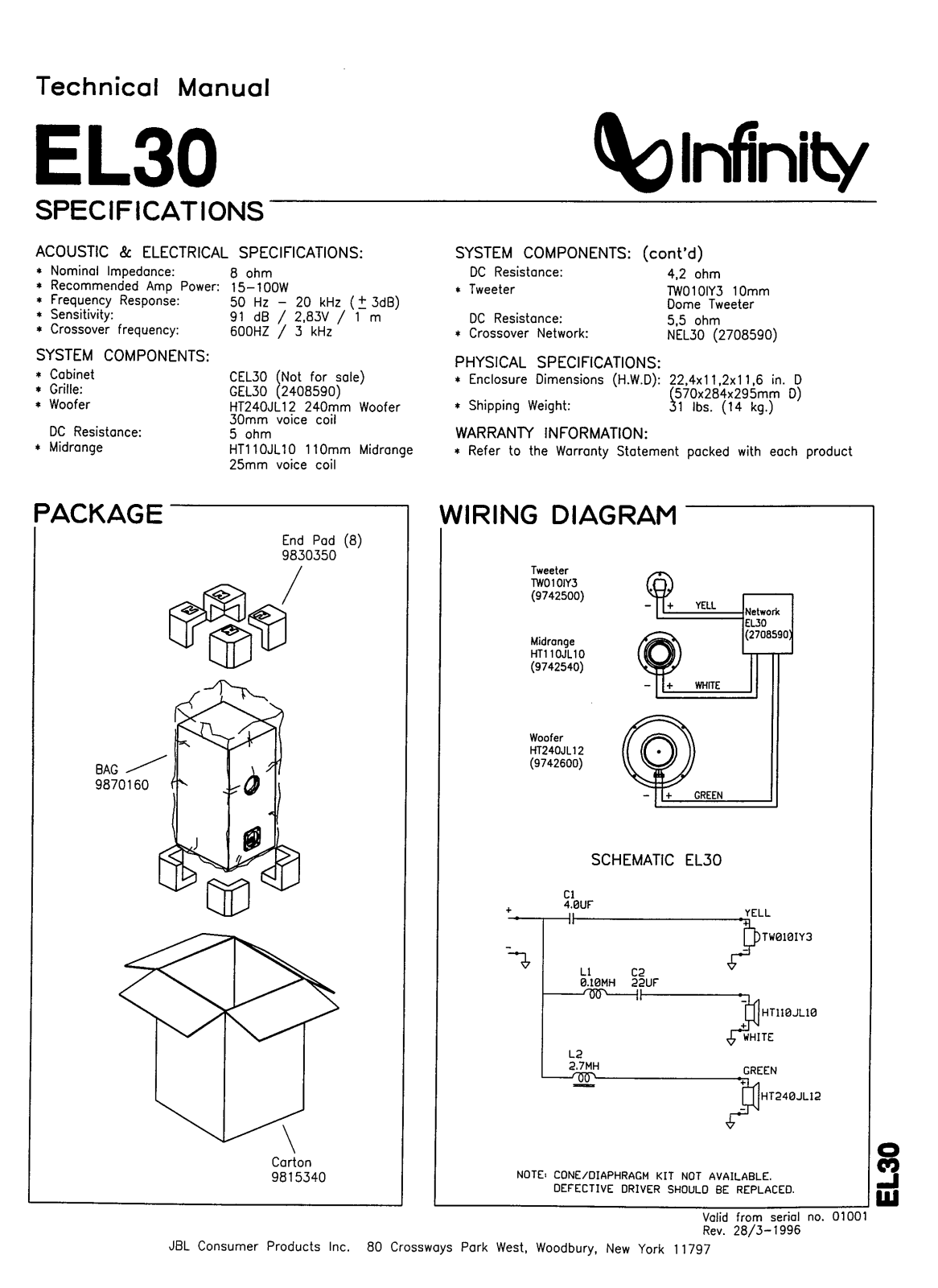 Infinity EL30 Technical Manual