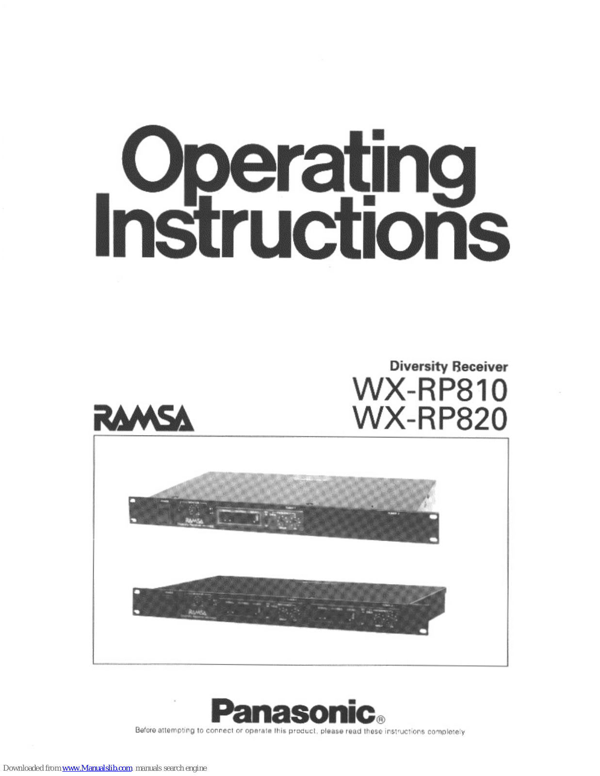 Panasonic Ramsa WX-RP810, Ramsa WX-RP820 Operating Instructions Manual