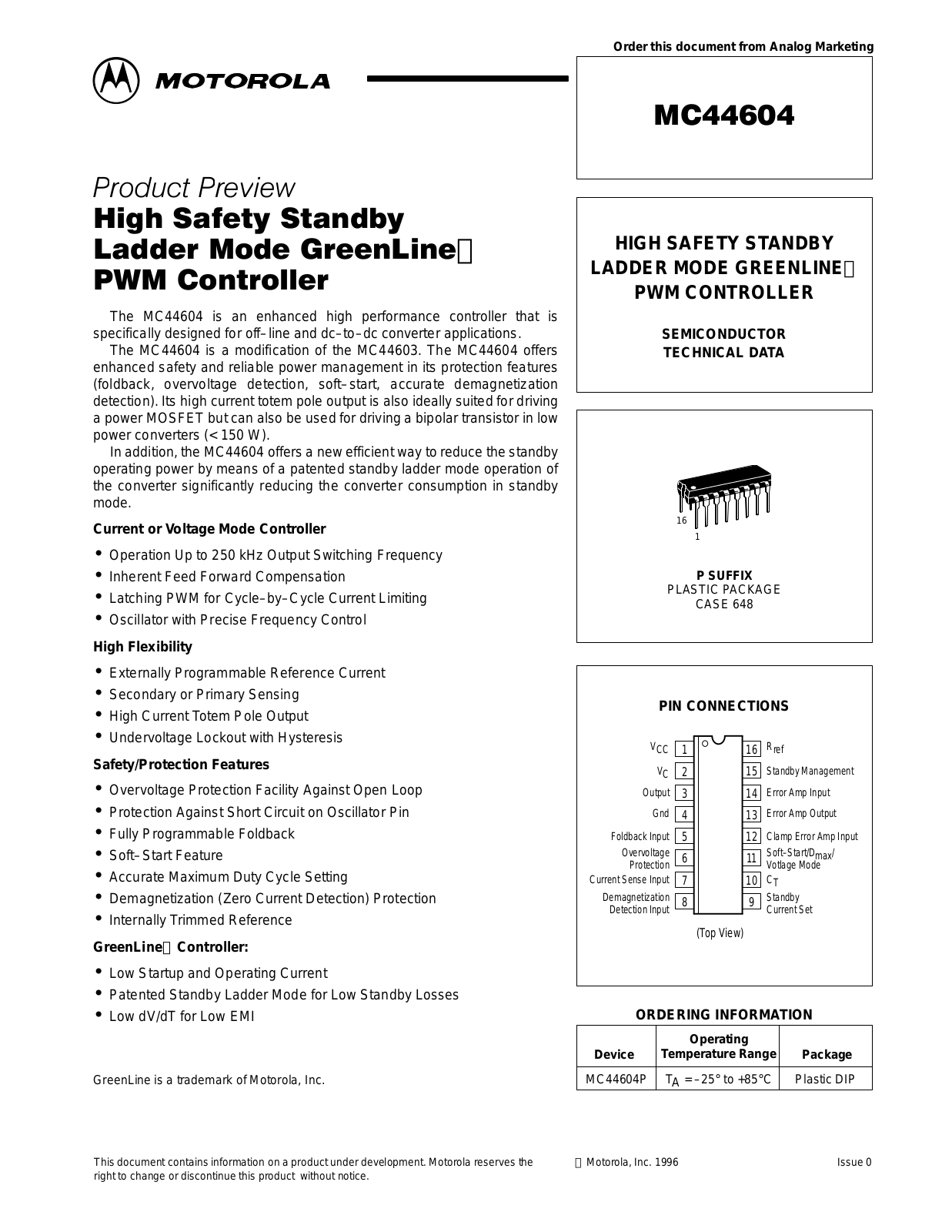 Motorola MC44604P Datasheet