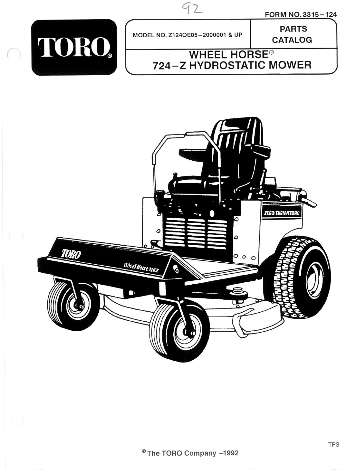 Toro Z1-24OE05 Parts Catalogue