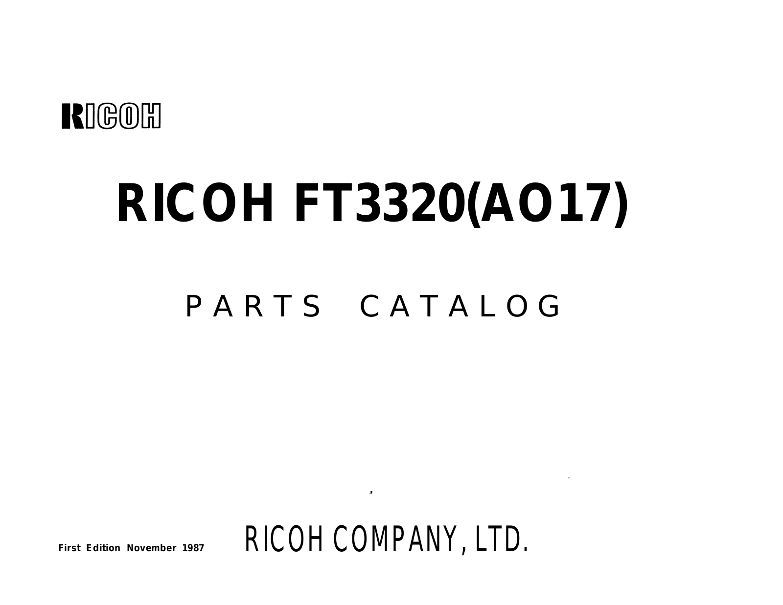 Ricoh FT3320 PARTS CATALOG