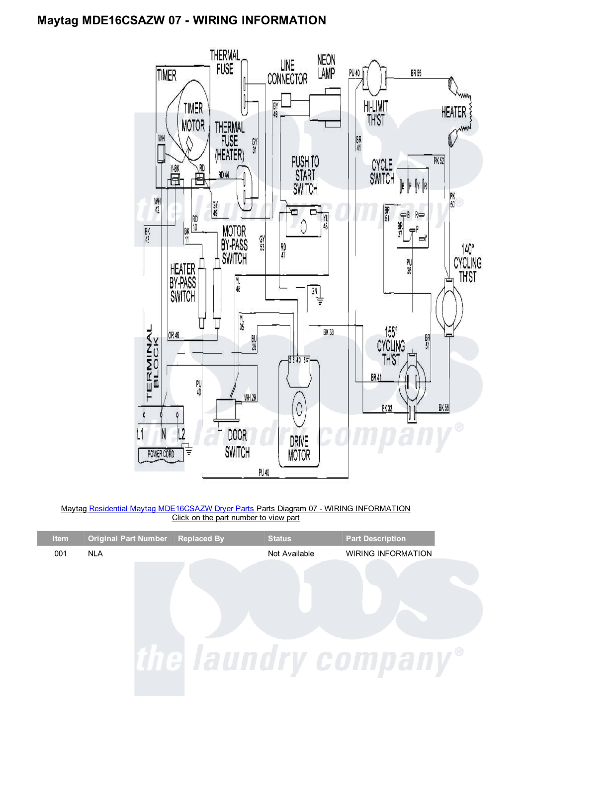 Maytag MDE16CSAZW Parts Diagram