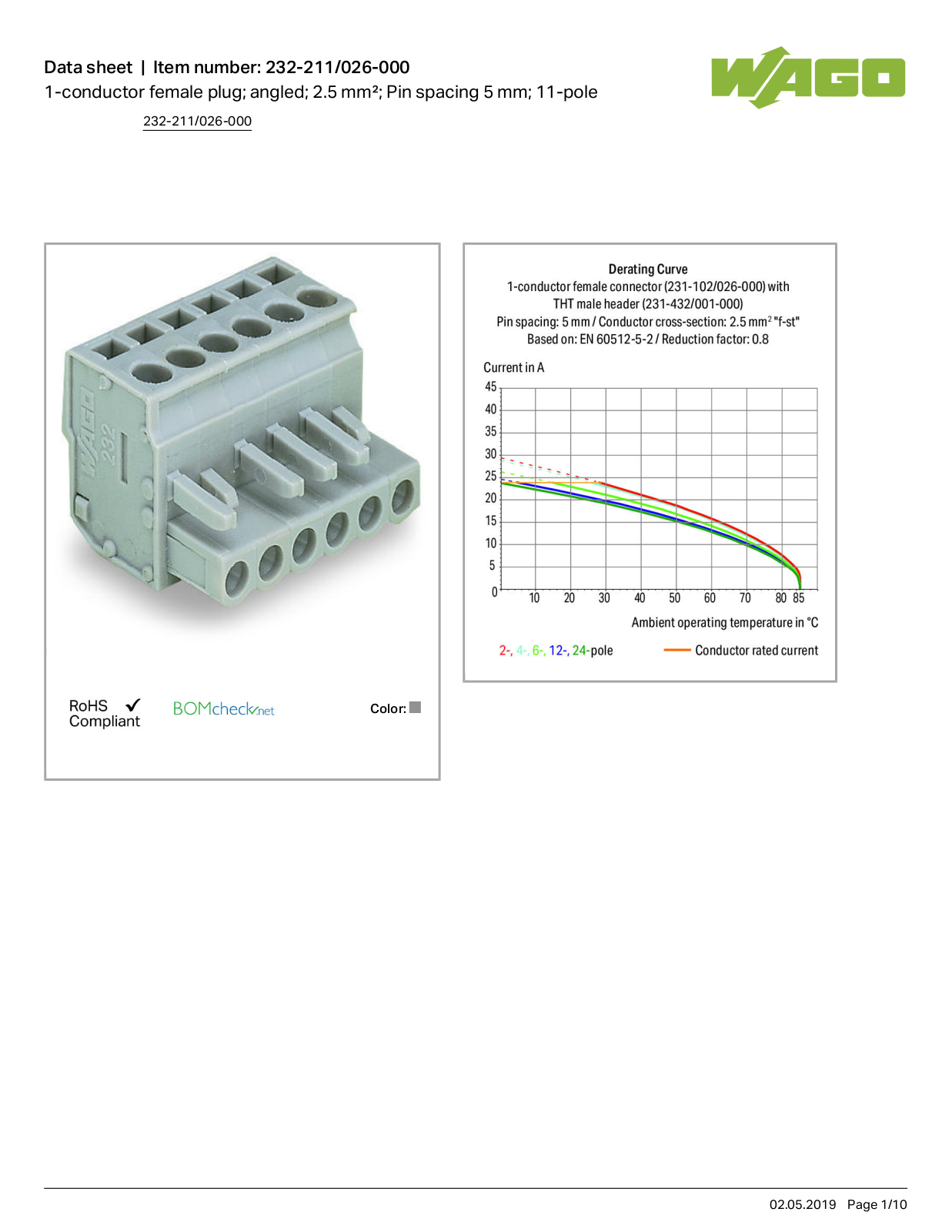 Wago 232-211/026-000 Data Sheet