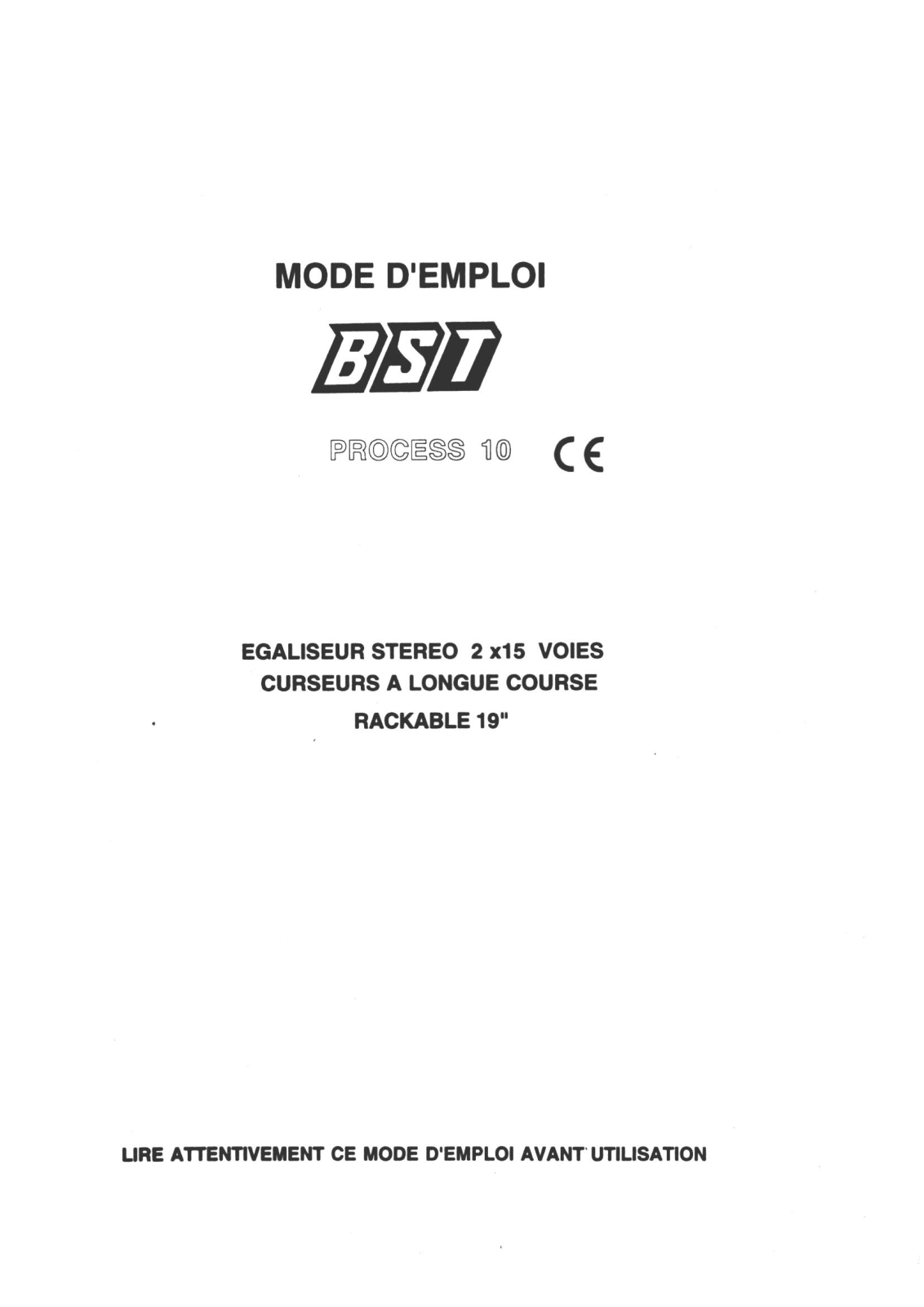 BST PROCESS 10 User Manual