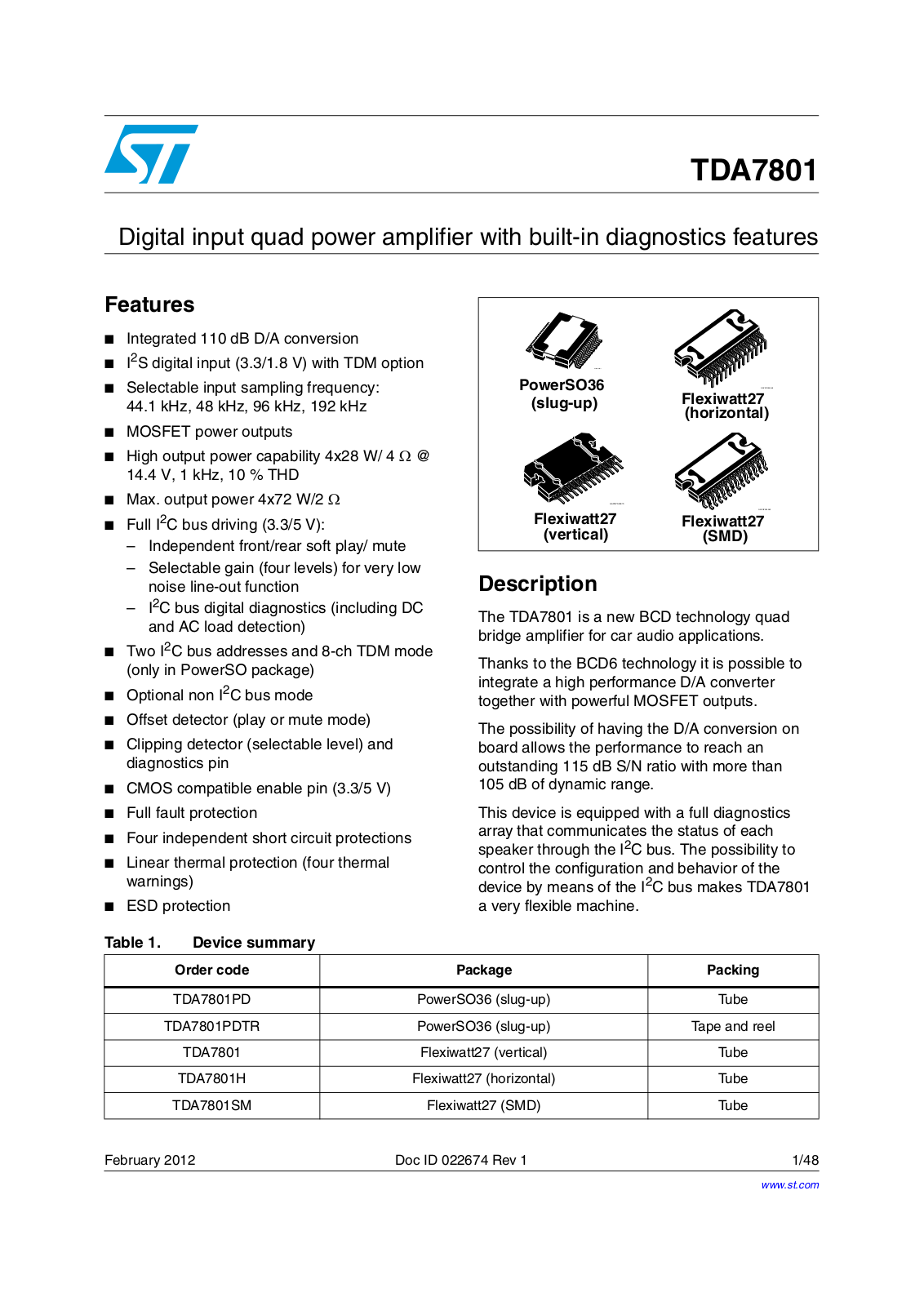 ST TDA7801 User Manual