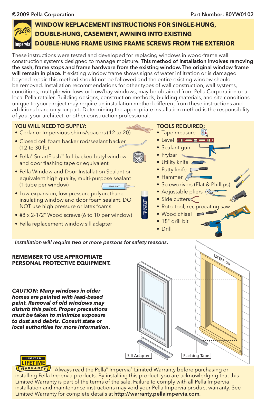 Pella 80YW0102 User Manual