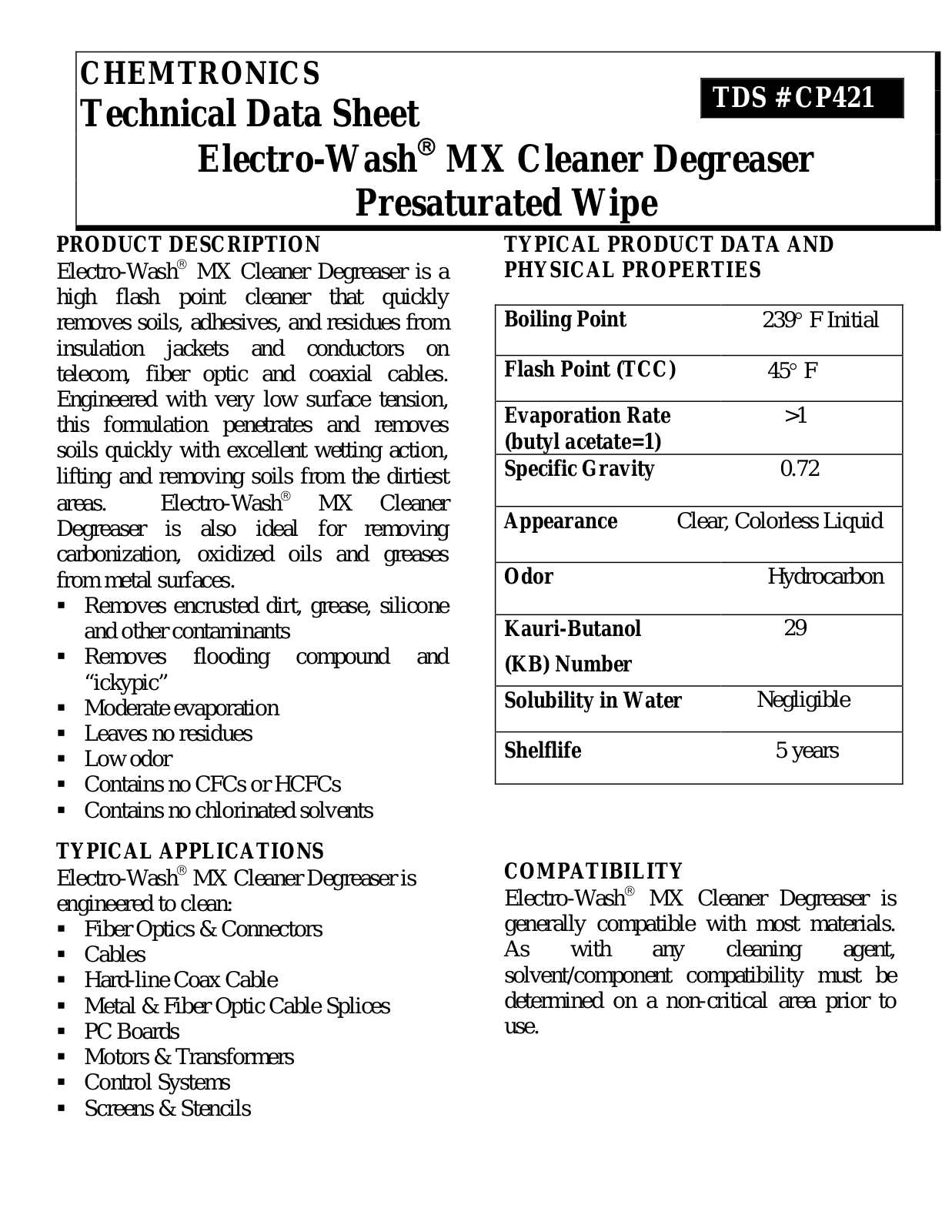 Chemtronics CP421 User Manual