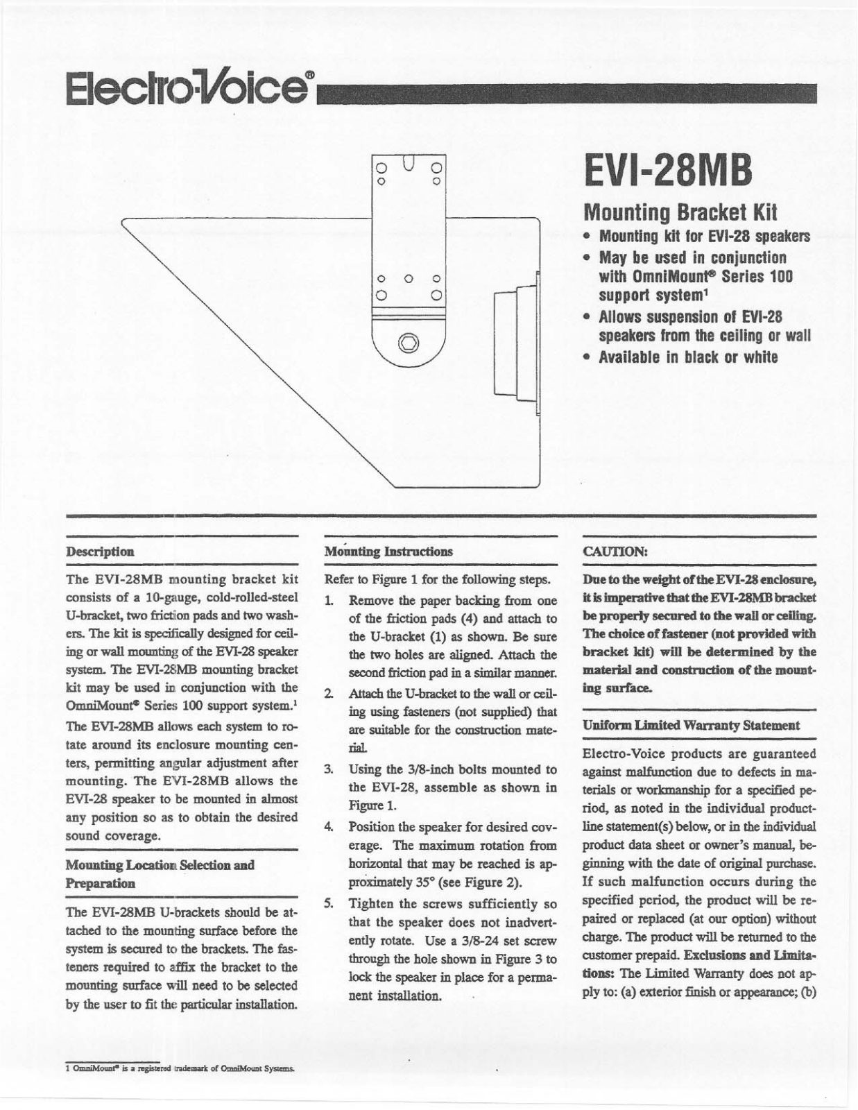 Electro-voice EVI-28MB INSTALLATION