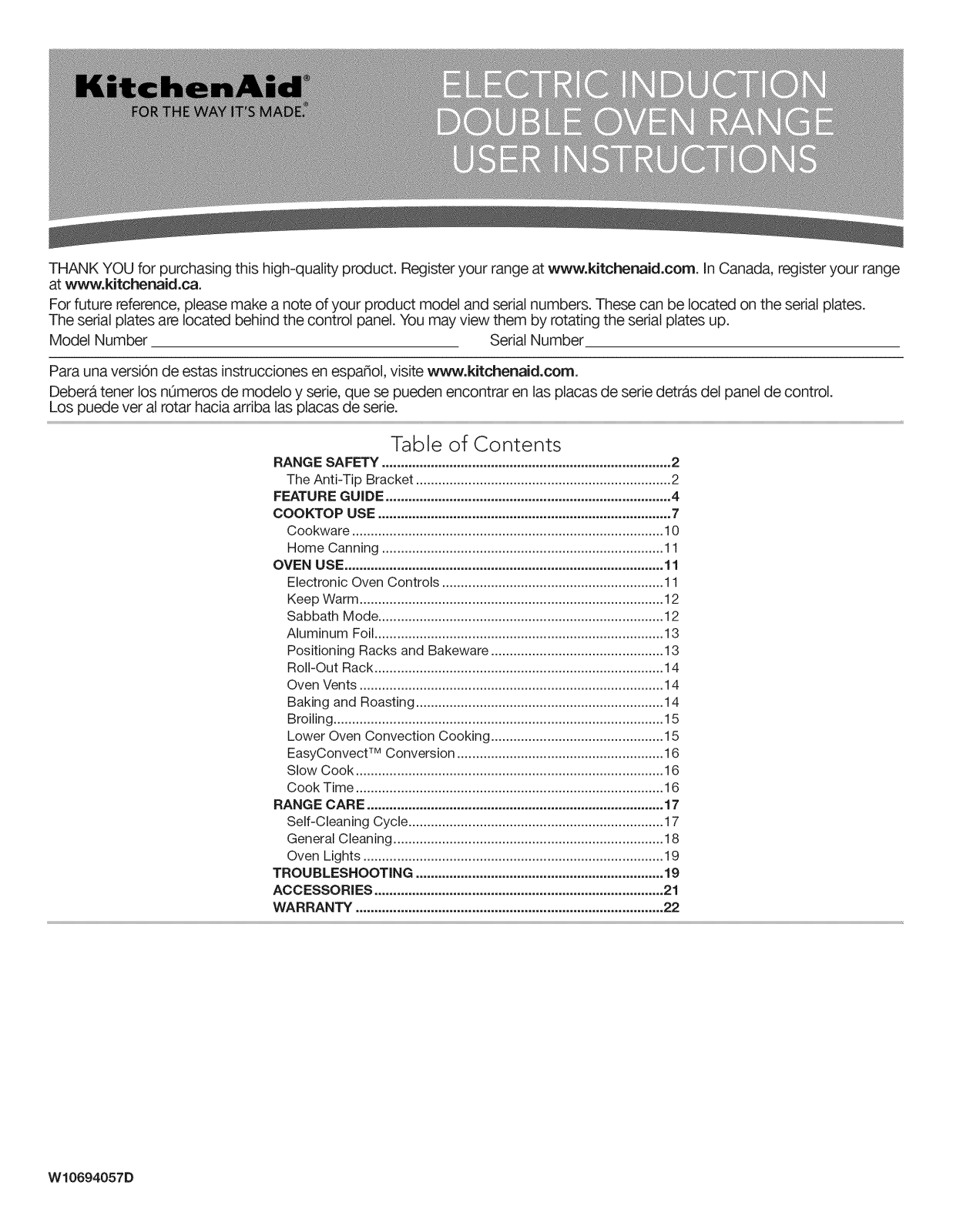 KitchenAid YKFID500ESS2, YKFID500ESS1, KFID500ESS01, KFID500ESS00 Owner’s Manual