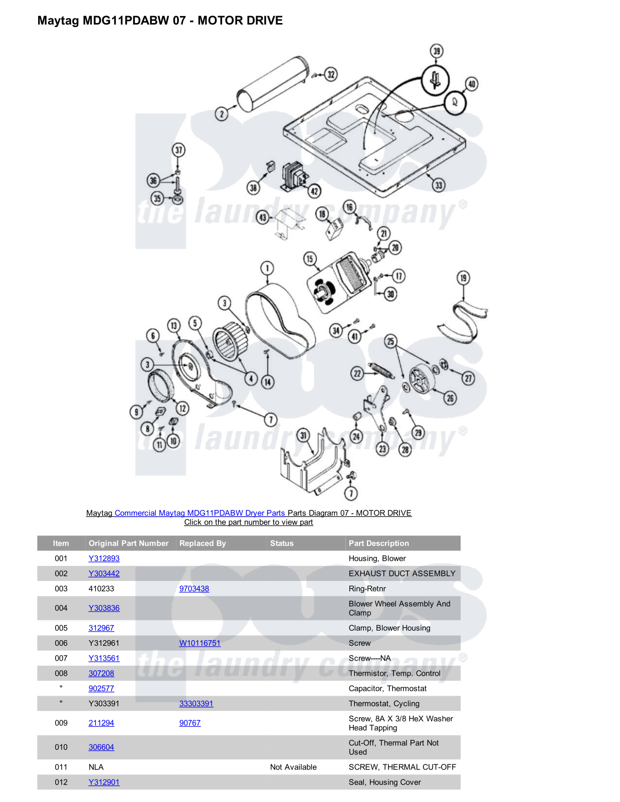 Maytag MDG11PDABW Parts Diagram