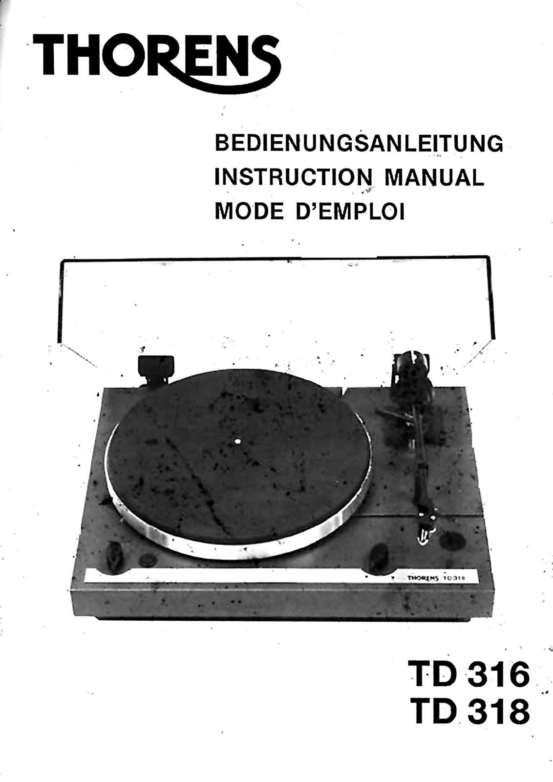 Thorens TD-316, TD-318 Owners manual