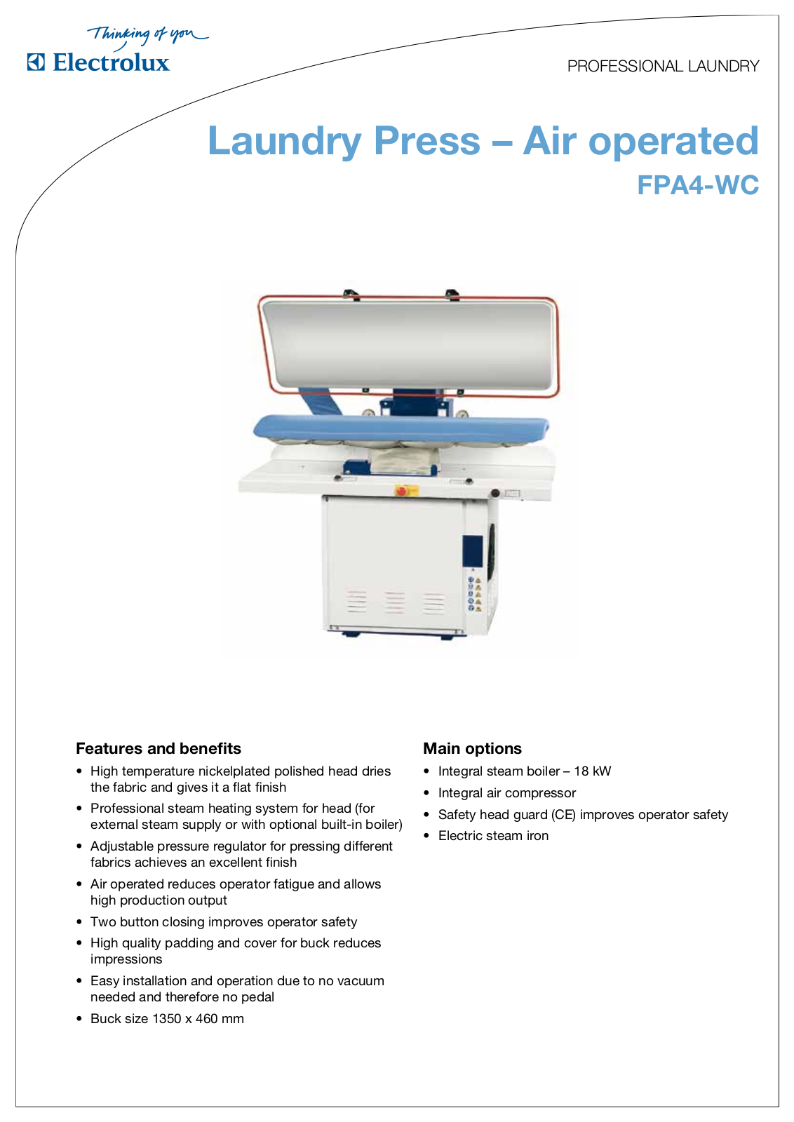 Electrolux FPA4-WC DATASHEET