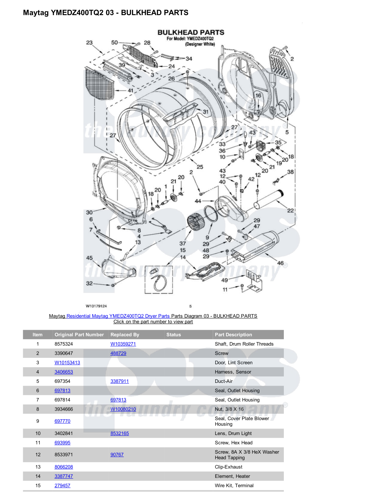 Maytag YMEDZ400TQ2 Parts Diagram