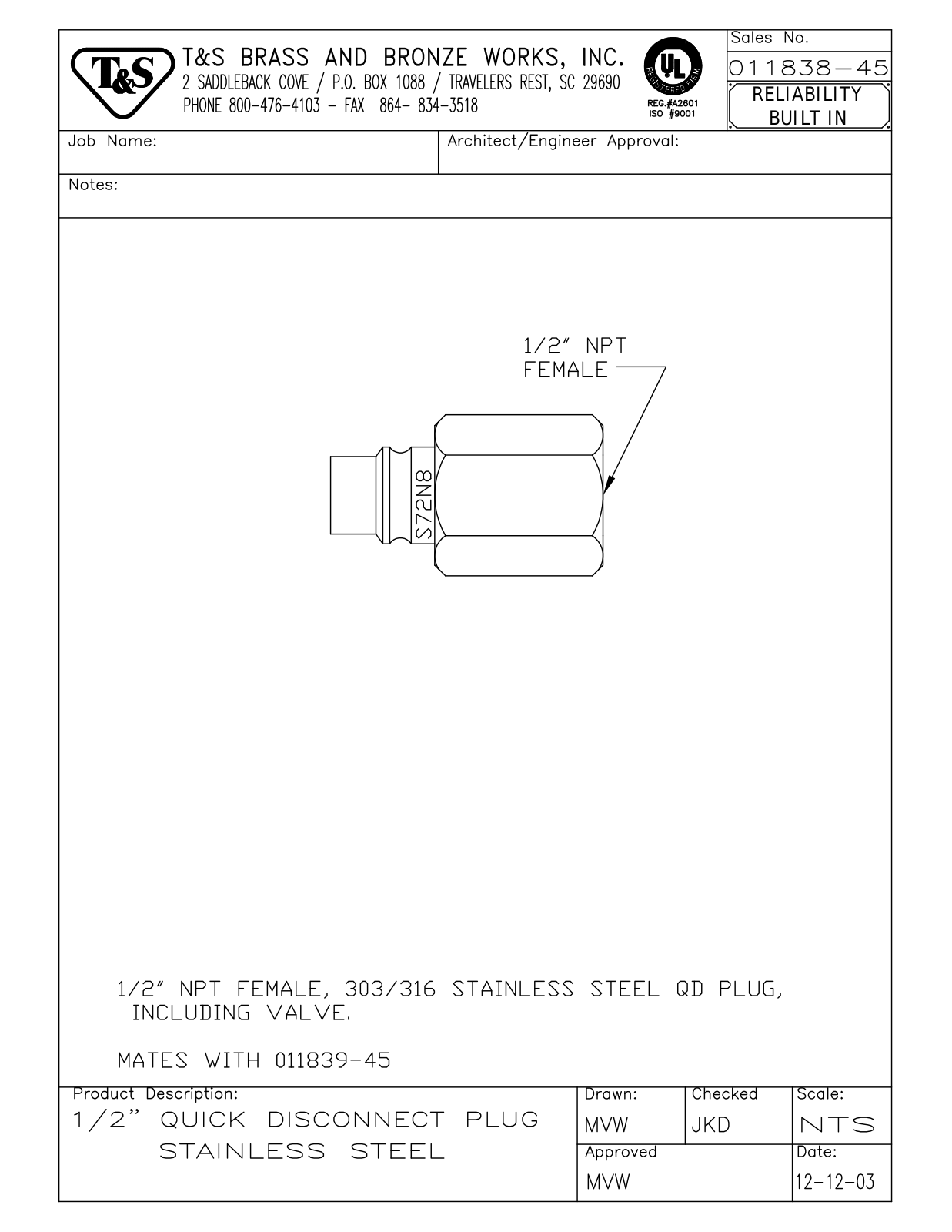 T&S Brass 011838-45 User Manual