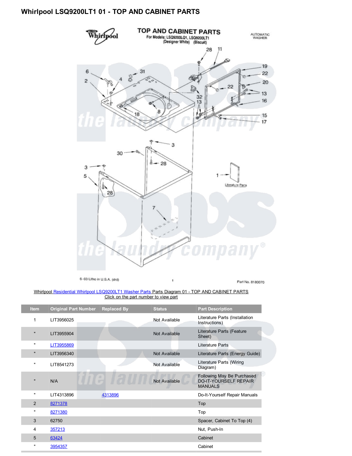 Whirlpool LSQ9200LT1 Parts Diagram