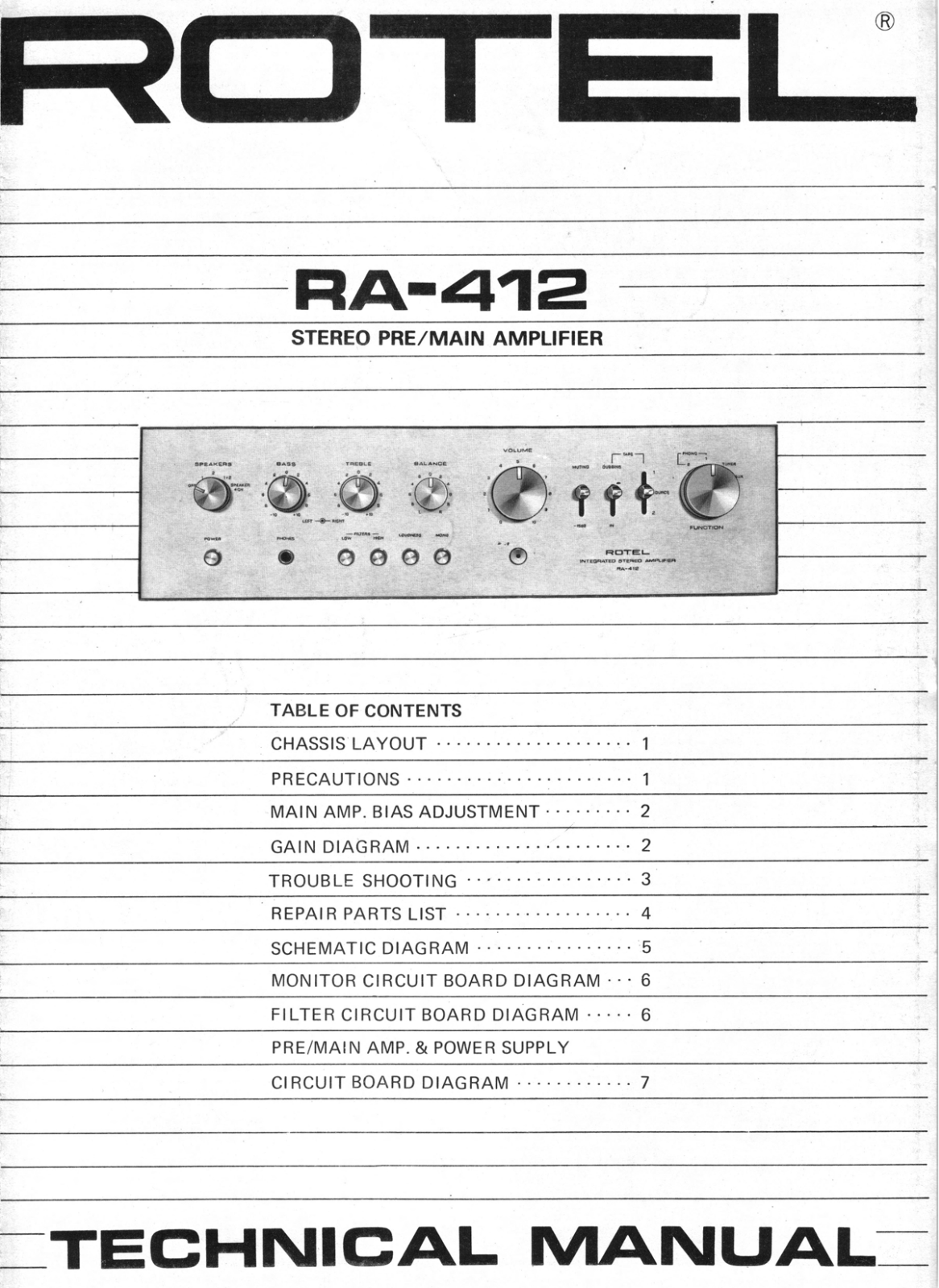 Rotel RA-412 Service manual