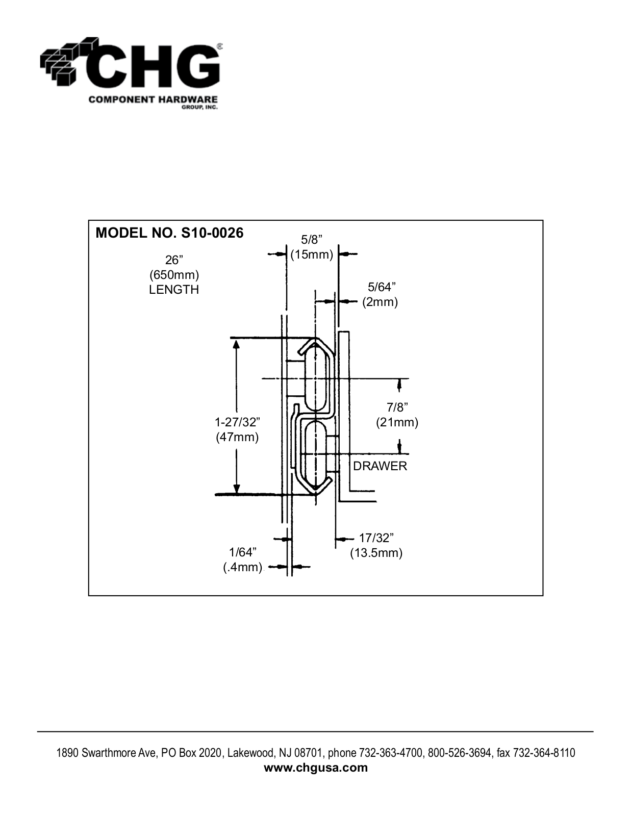 Component Hardware S10-0026 User Manual