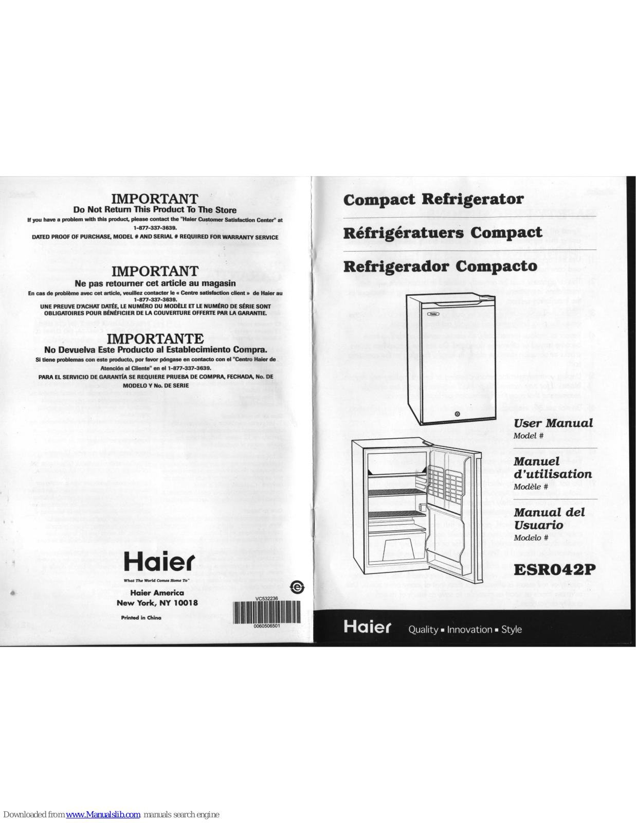 Haier ESR042P, ESR042PWW User Manual