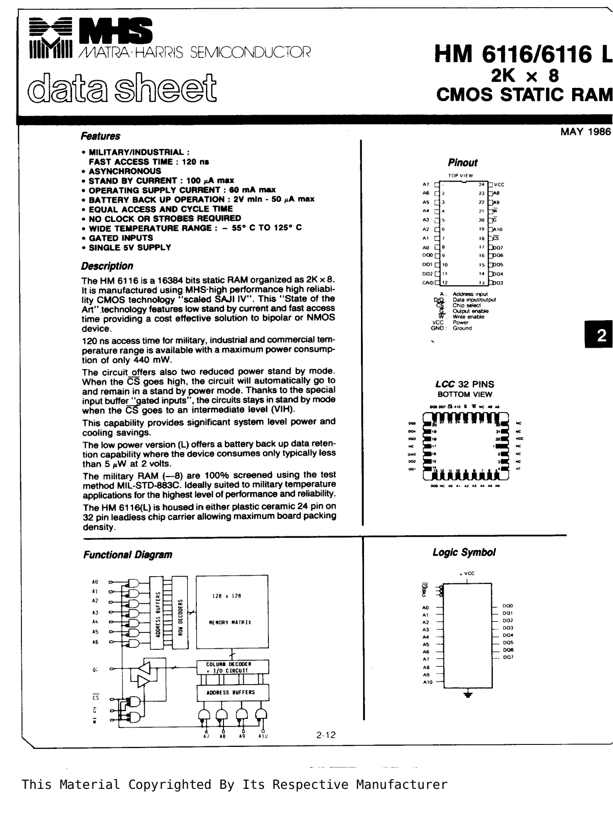 Datasheet 6116 Datasheet - ManualMachine.com
