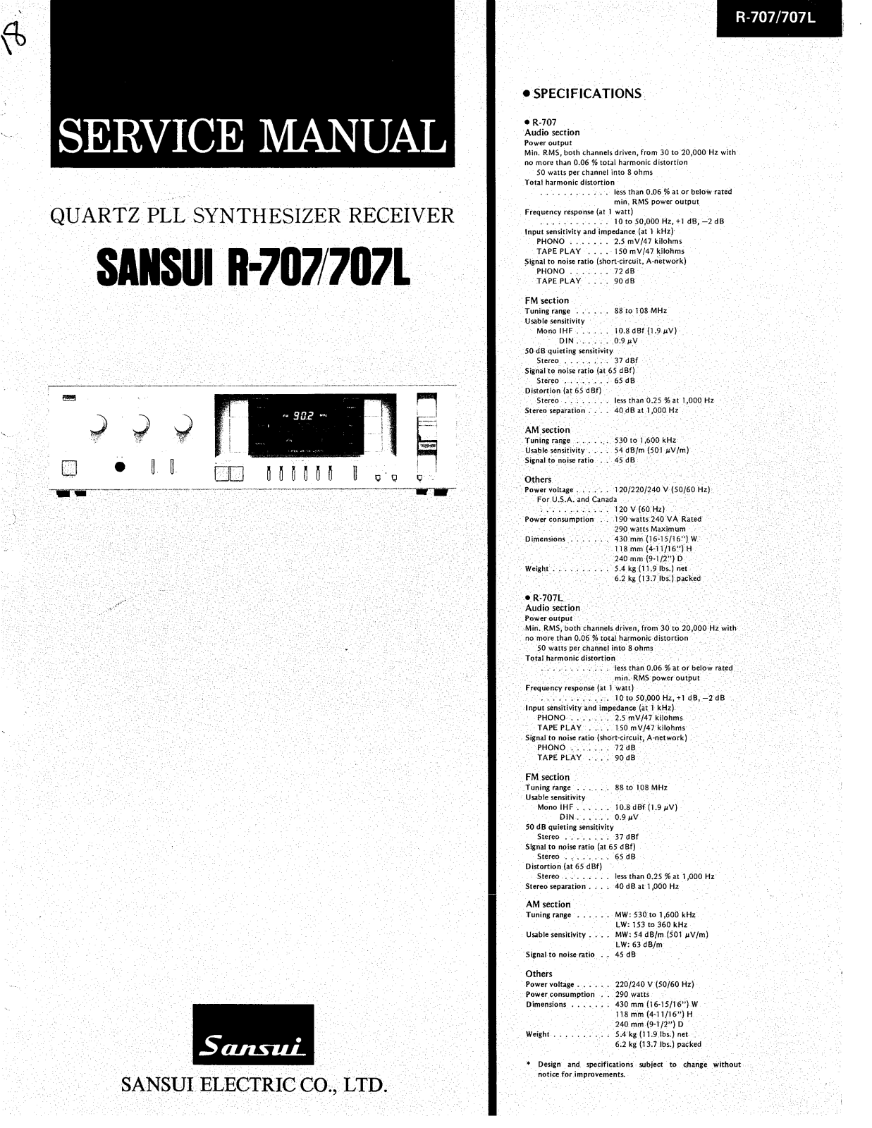 Sansui R-707L, R-707 User Manual