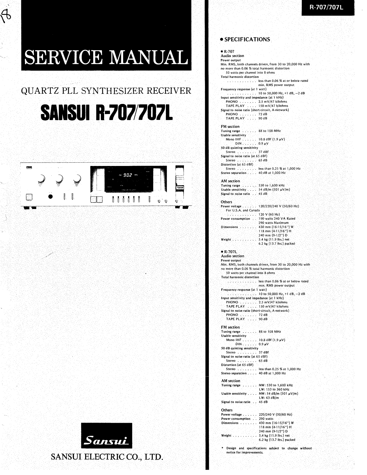 Sansui R-707L, R-707 Manual