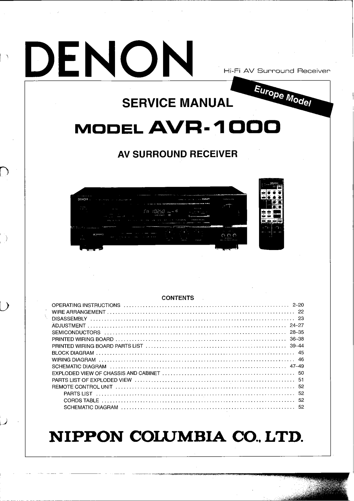 Denon AVR-1000 Service Manual