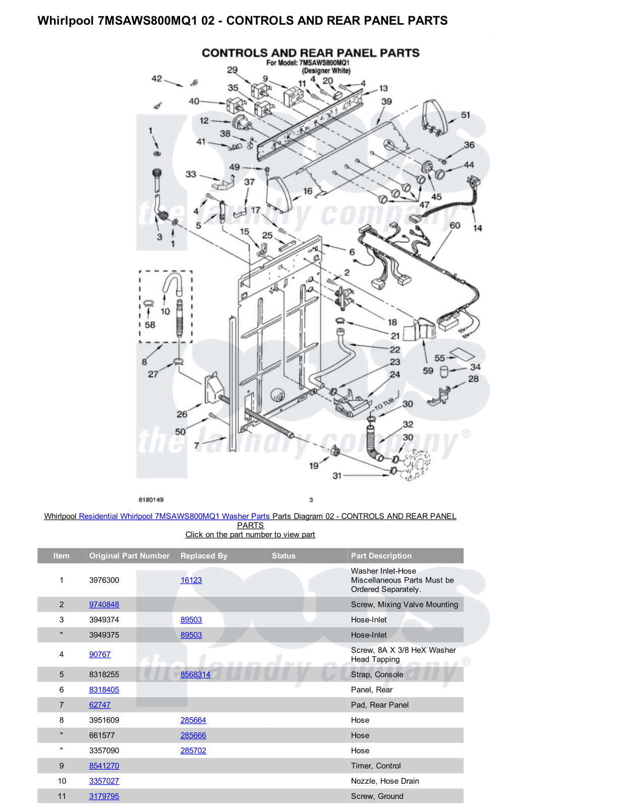 Whirlpool 7MSAWS800MQ1 Parts Diagram