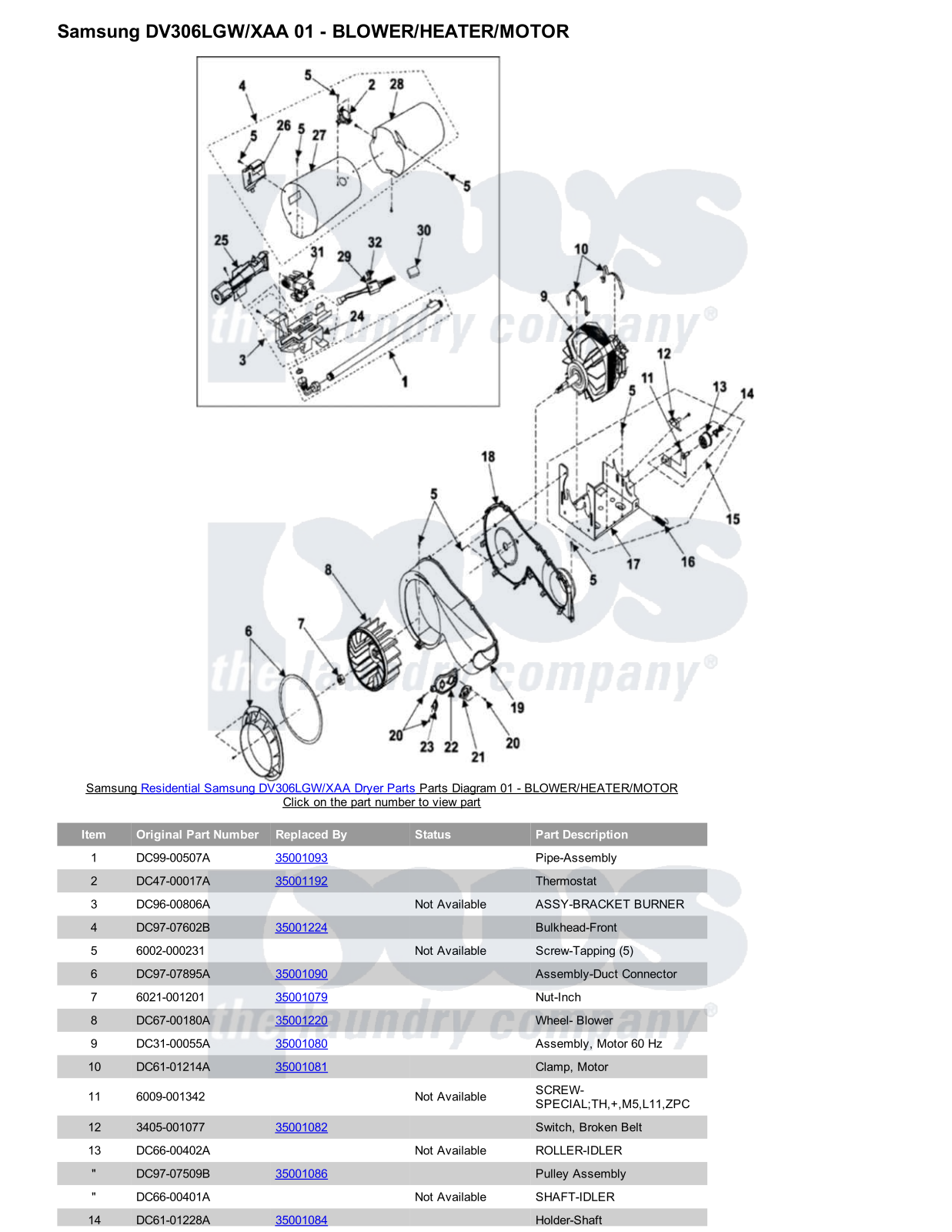 Samsung DV306LGW/XAA Parts Diagram