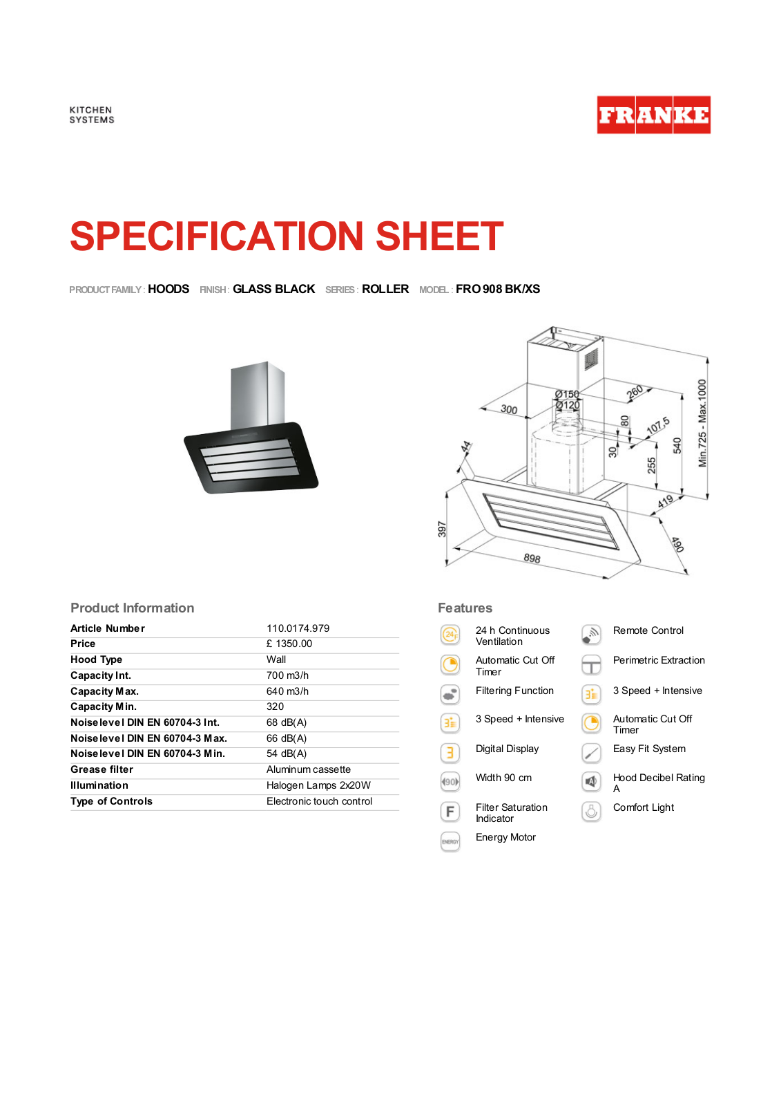 Franke Foodservice FRO 908 BK User Manual