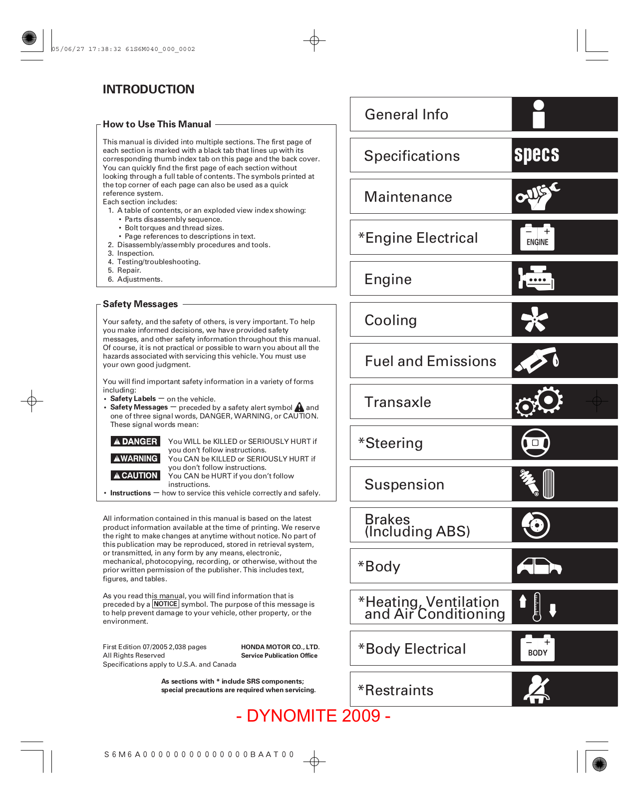 Acura RSX 2005, RSX 2006 User Manual