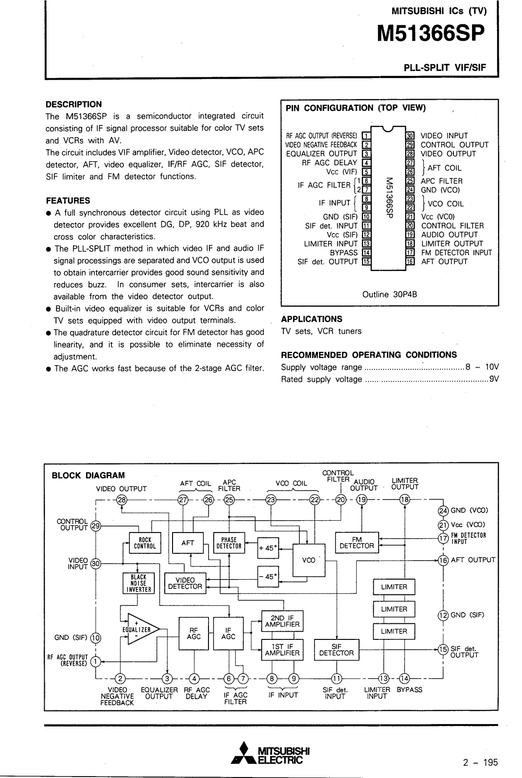 Mitsubishi M51366SP Datasheet