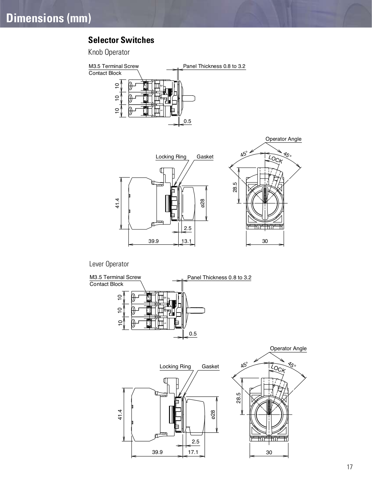 IDEC Selector Switches Dimensional Sheet