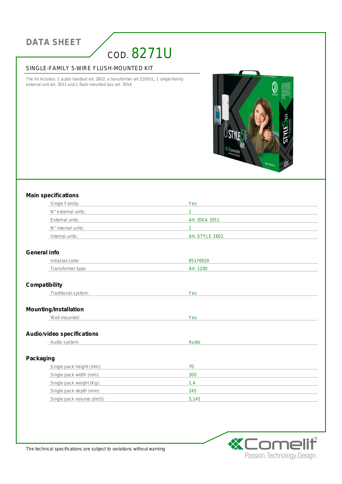 Comelit 8271U Specsheet - ManualMachine.com