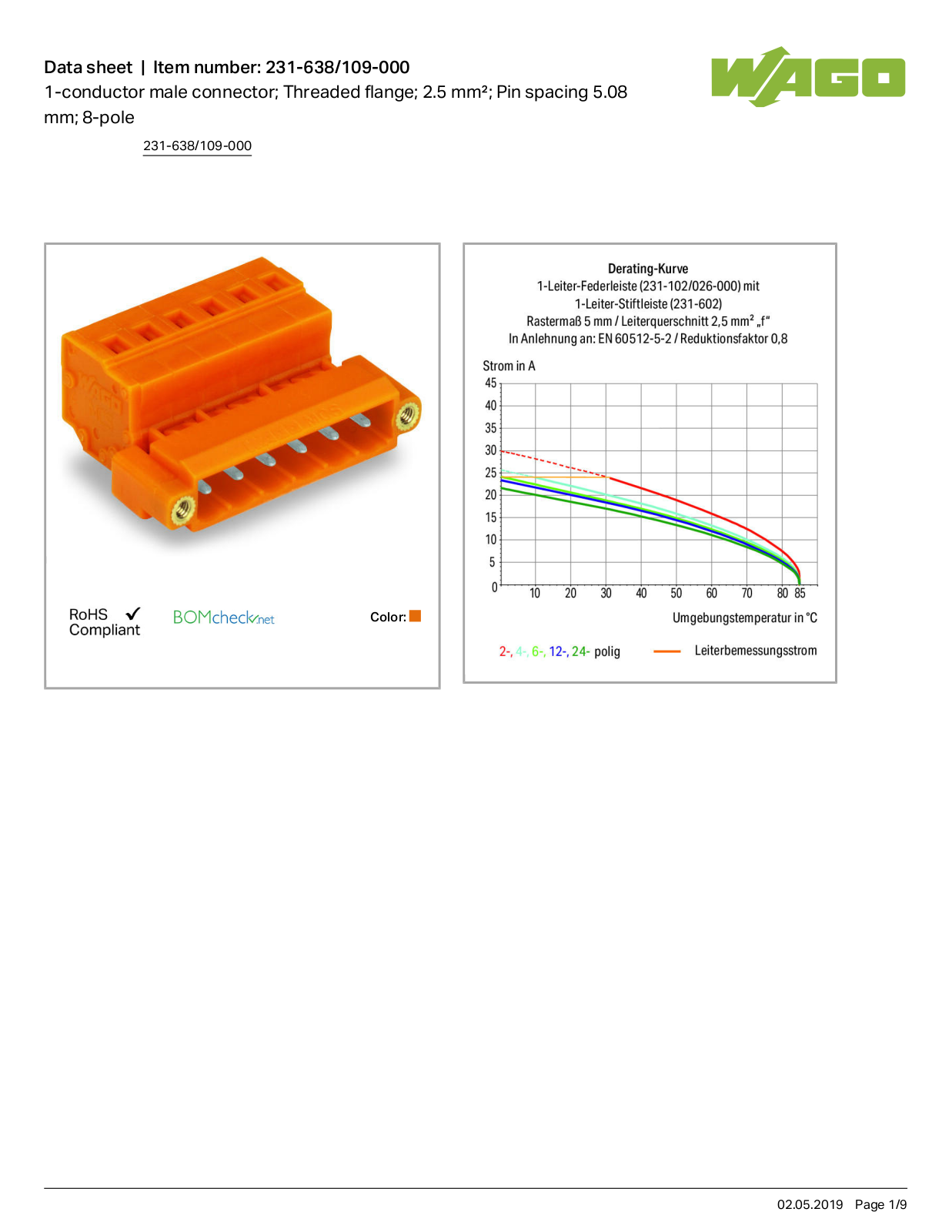 Wago 231-638/109-000 Data Sheet