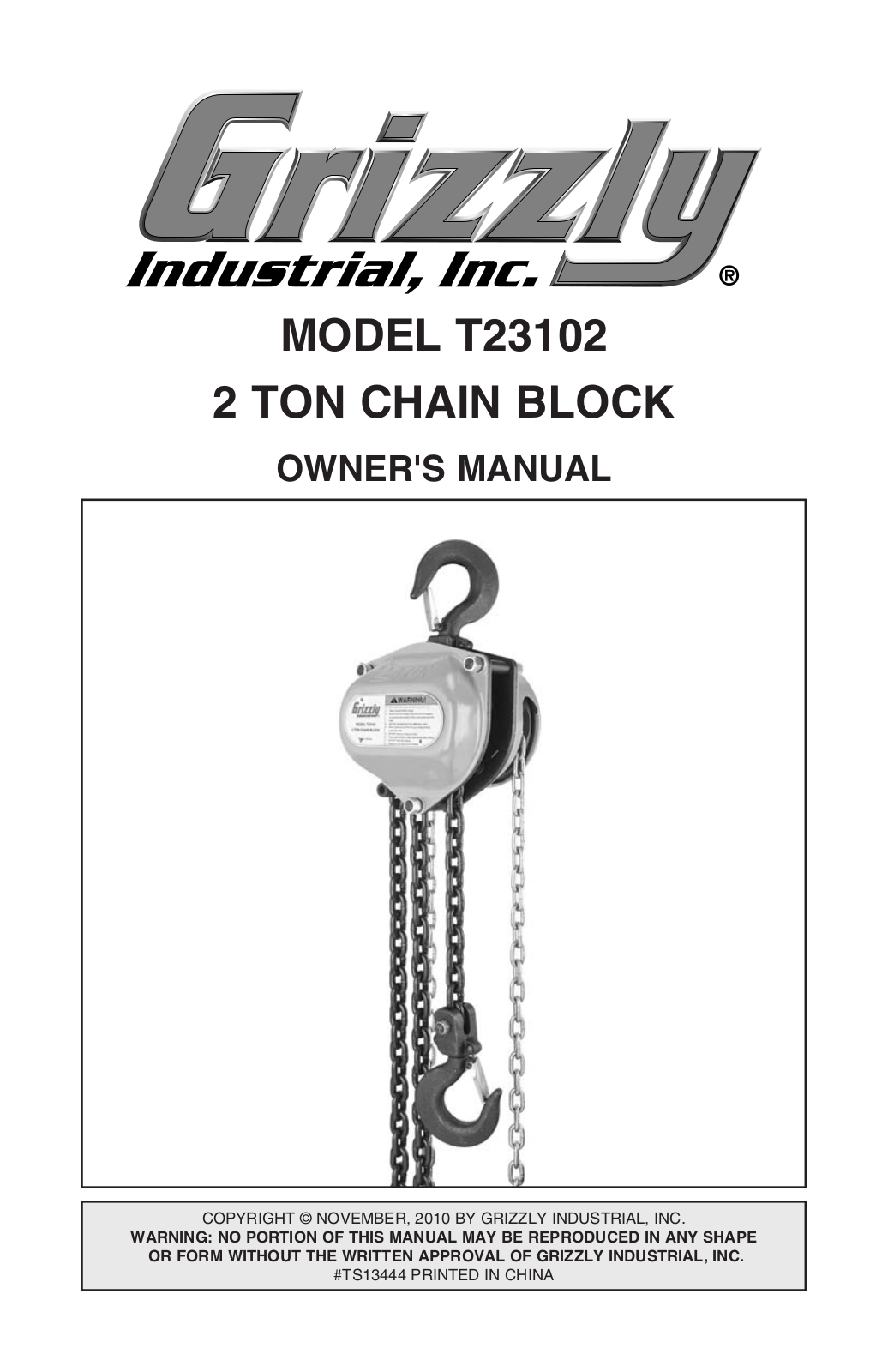 Grizzly T23102 Owner's Manual